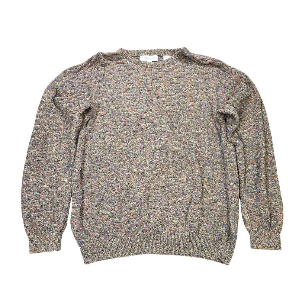 Vintage Joseph & Feiss International Textured Sweater Mens Size M Tan Multicolor